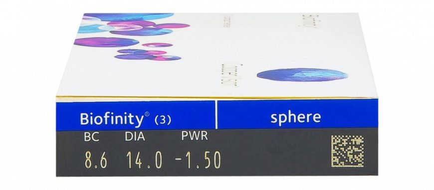 Контактні лінзи Biofinity 3 шт., 8.6, -1,50